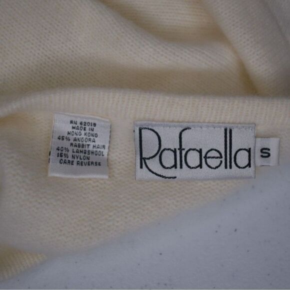 Rafaella 45% Angora Rabbit 40% Lambswool Crewneck Sweater Cream Womens Small - Picture 3 of 5